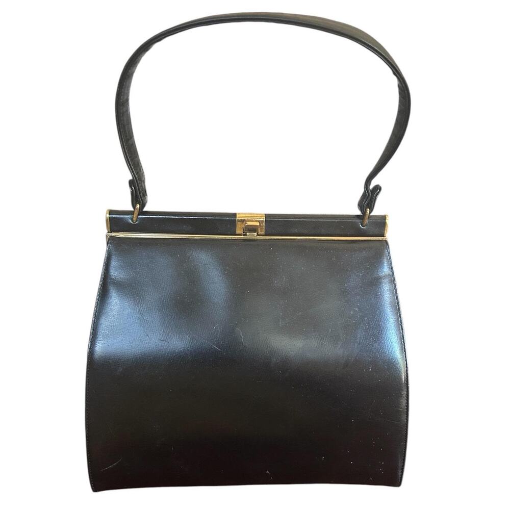 Coblentz Original Black Calf Leather Handbag: Mid-Century I. Magnin